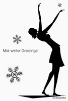 雪に舞う少女の寒中見舞い