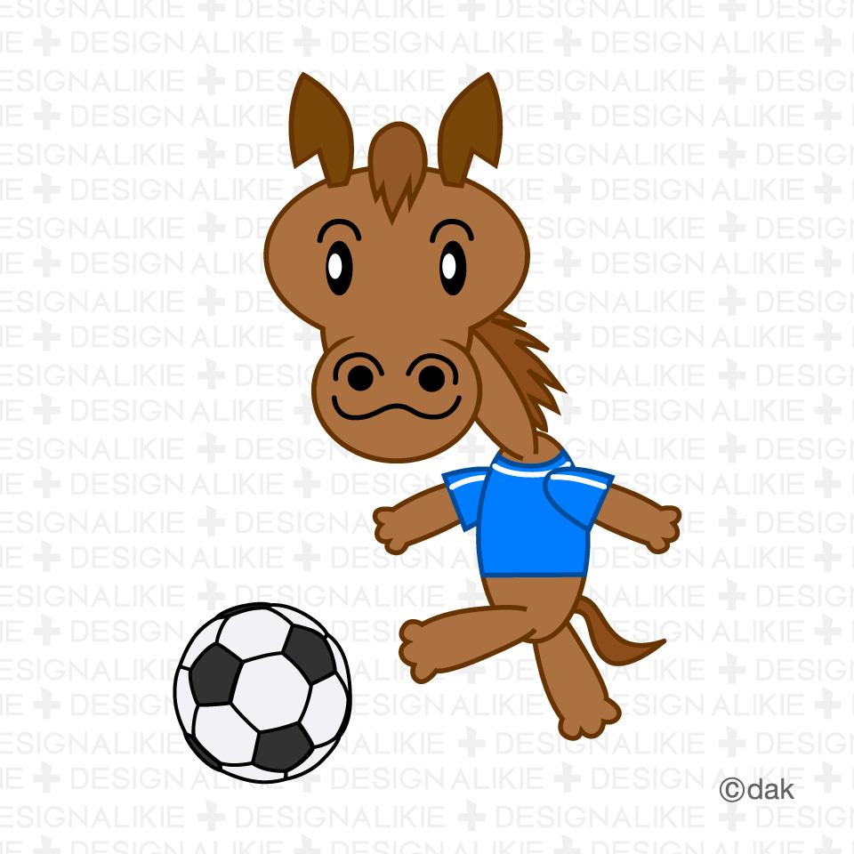 サッカーする馬キャラクターの無料イラスト素材|dakimg