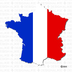 フランス国旗がらの地図シルエット
