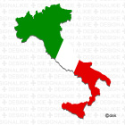 イタリア国旗がらの地図シルエット