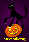 黒猫とカボチャのハロウィン