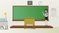 女教師と学校の教室