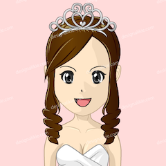 ウェディングドレスの花嫁アニメキャラクター