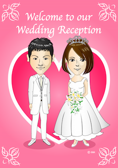 結婚式用の似顔絵ウェルカムボードイラスト